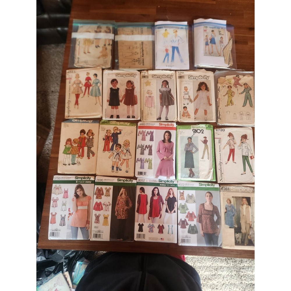 Children's And Adults Vintage Simplicity Sewing Patterns Lot of 19 Patterns
